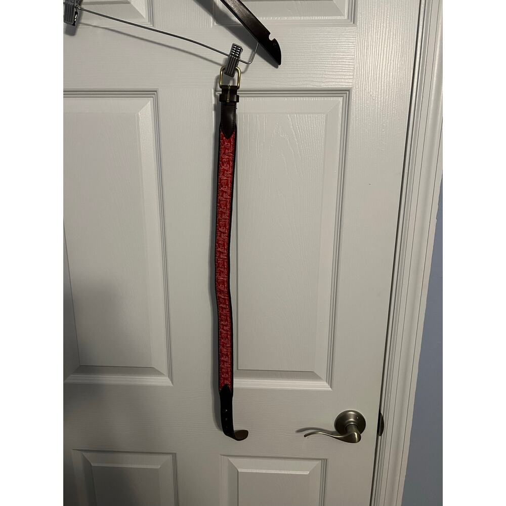 Vineyard Vines Boys Red Belt with Brown Leather Trim – Size 26